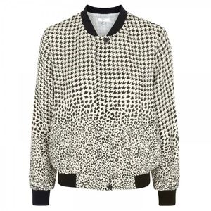Joie Houndstooth & Animal Print Silk Jacket